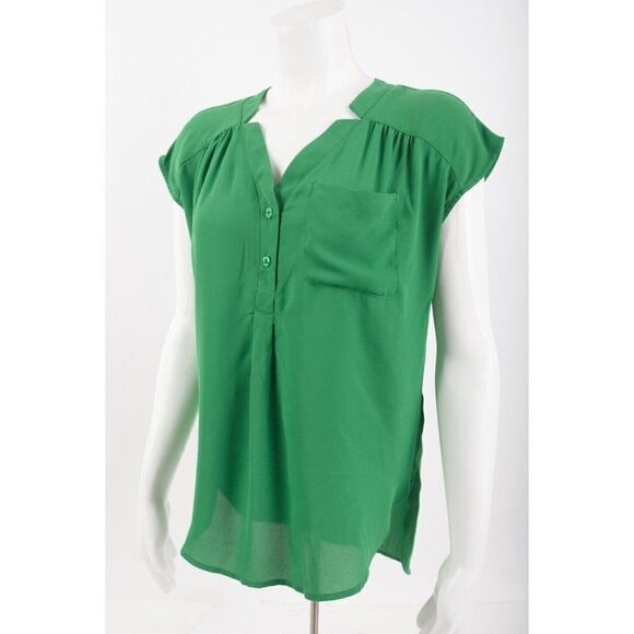 New York & Company Womens Blouse Top Shirt L Green V-Neck sleeveless NWT - Picture 3 of 6